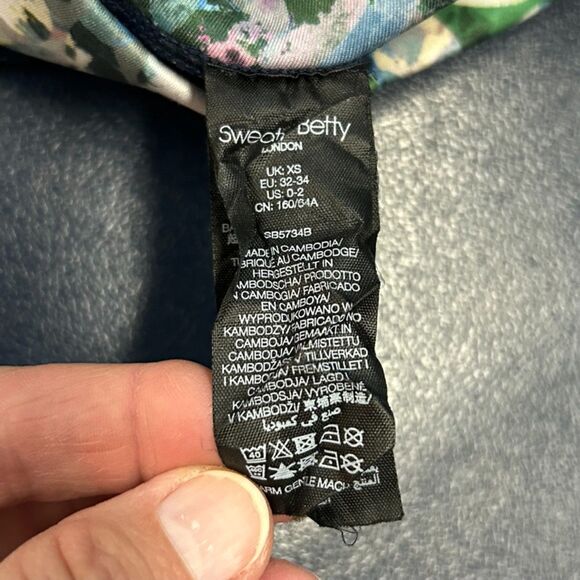 Sweaty Betty Super Sculpt Blue Green Floral Print High-Rise Bike Shorts Size XS - Picture 10 of 14